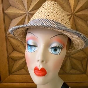 Straw Fedora Golf Hat Mens Womens Unisex Plaid